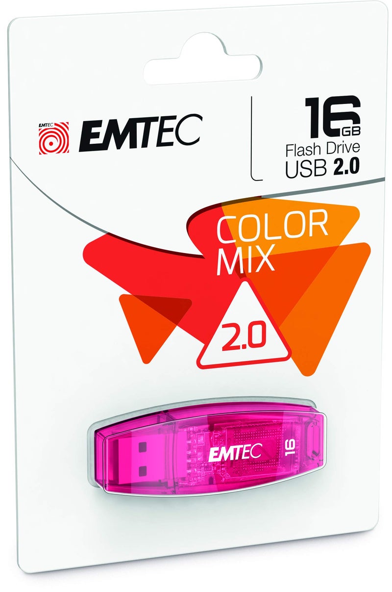 Emtec C410 Color Mix Flash Drive, 16GB, Red, ECMMD16GC410 - Image 1